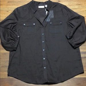 Chico’s Brown 100% Cotton Button Blouse